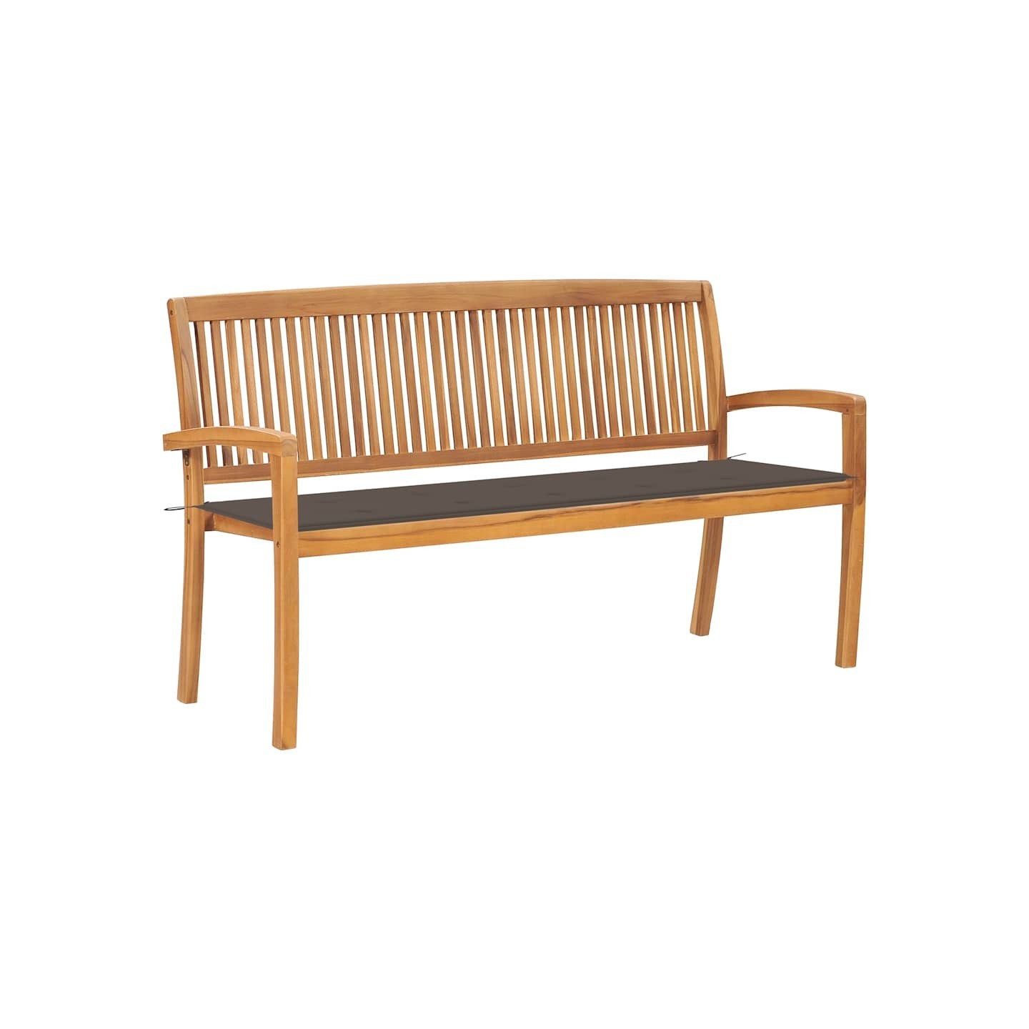 Banc de jardin empilable et coussin 159 cm Bois de teck massif