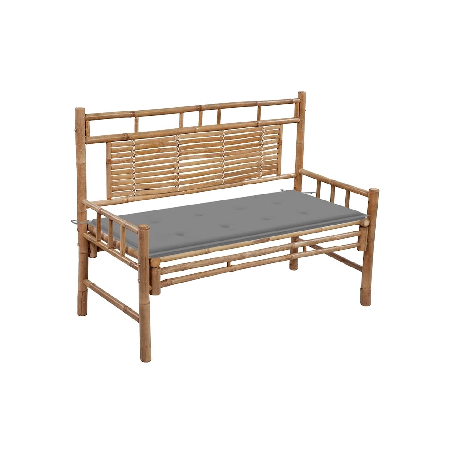 Banc de jardin avec coussin 120 cm Bambou