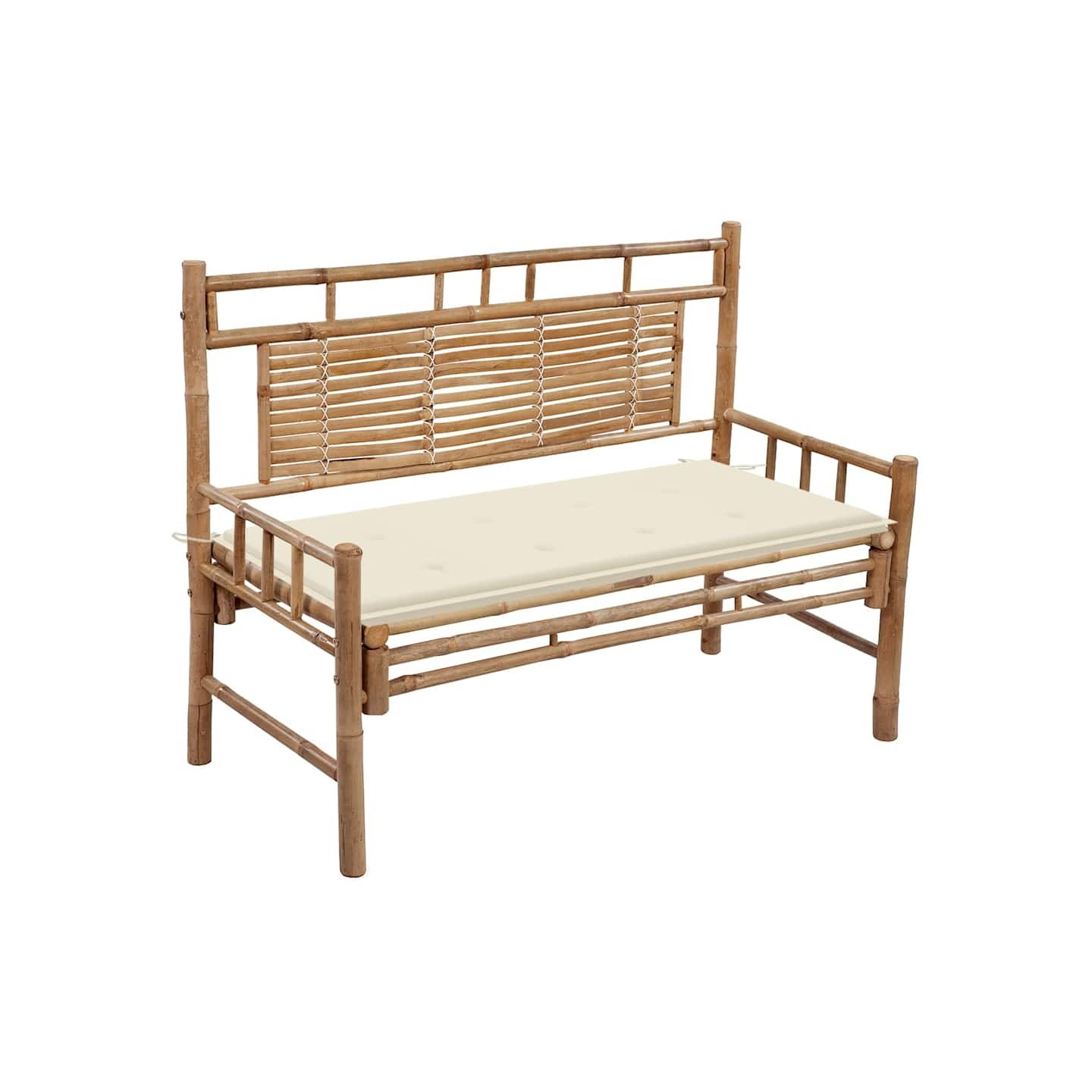 Banc de jardin avec coussin 120 cm Bambou