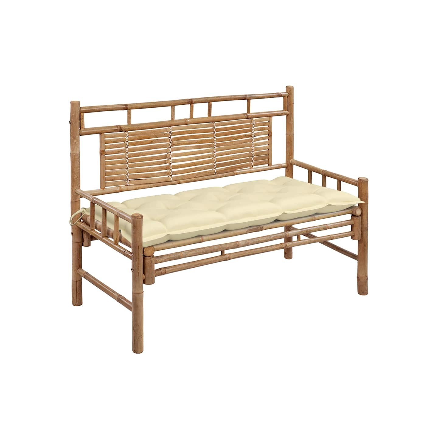 Banc de jardin avec coussin 120 cm Bambou