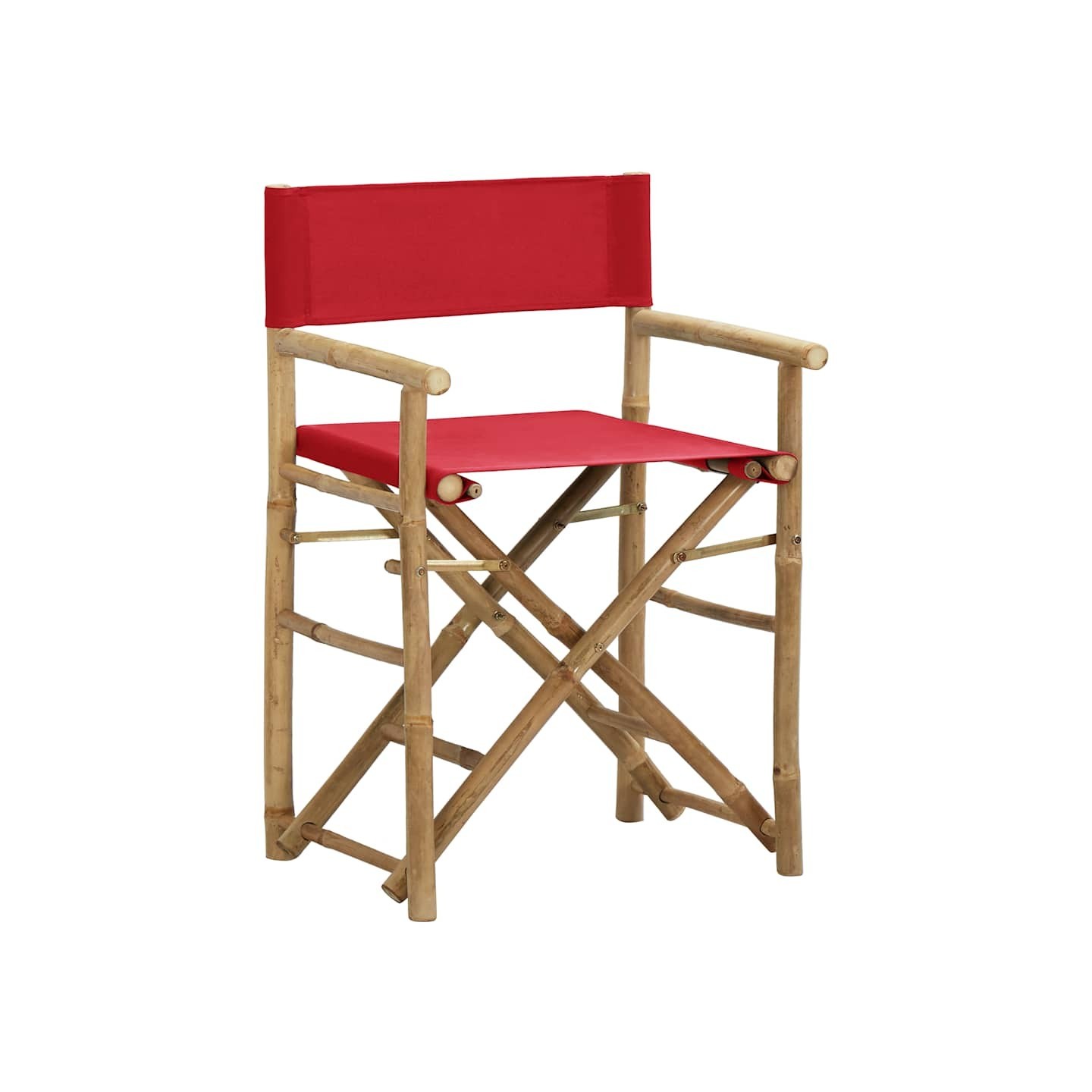 Chaises pliables de directeur lot de 2 Rouge Bambou et tissu