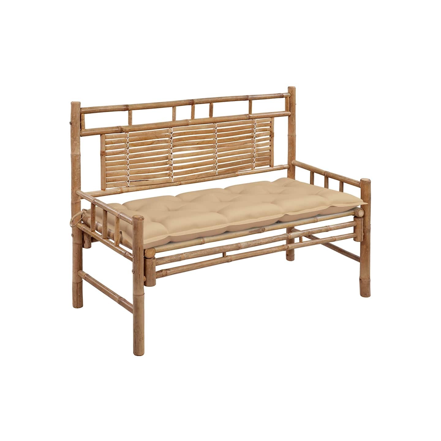 Banc de jardin avec coussin 120 cm Bambou