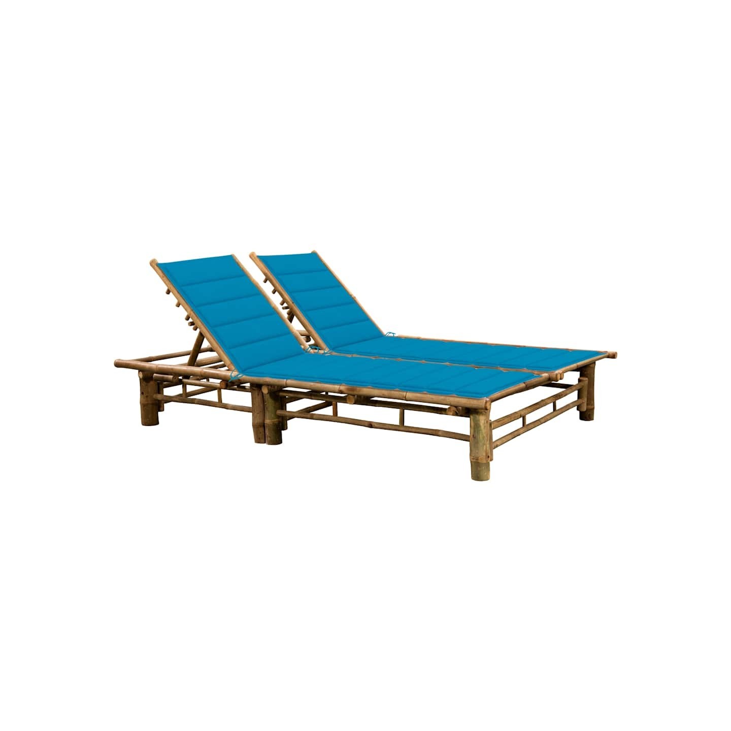 Chaise longue pour 2 personnes avec coussins Bambou