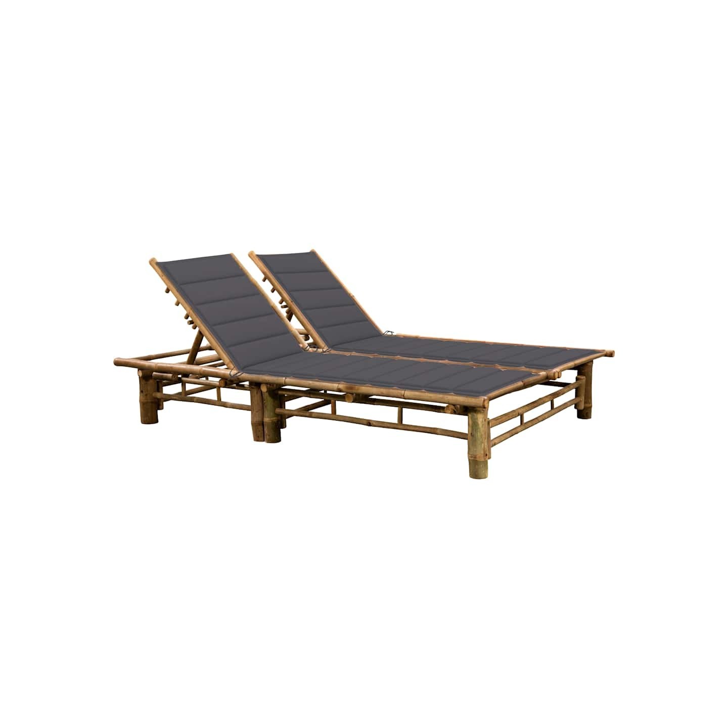 Chaise longue pour 2 personnes avec coussins Bambou