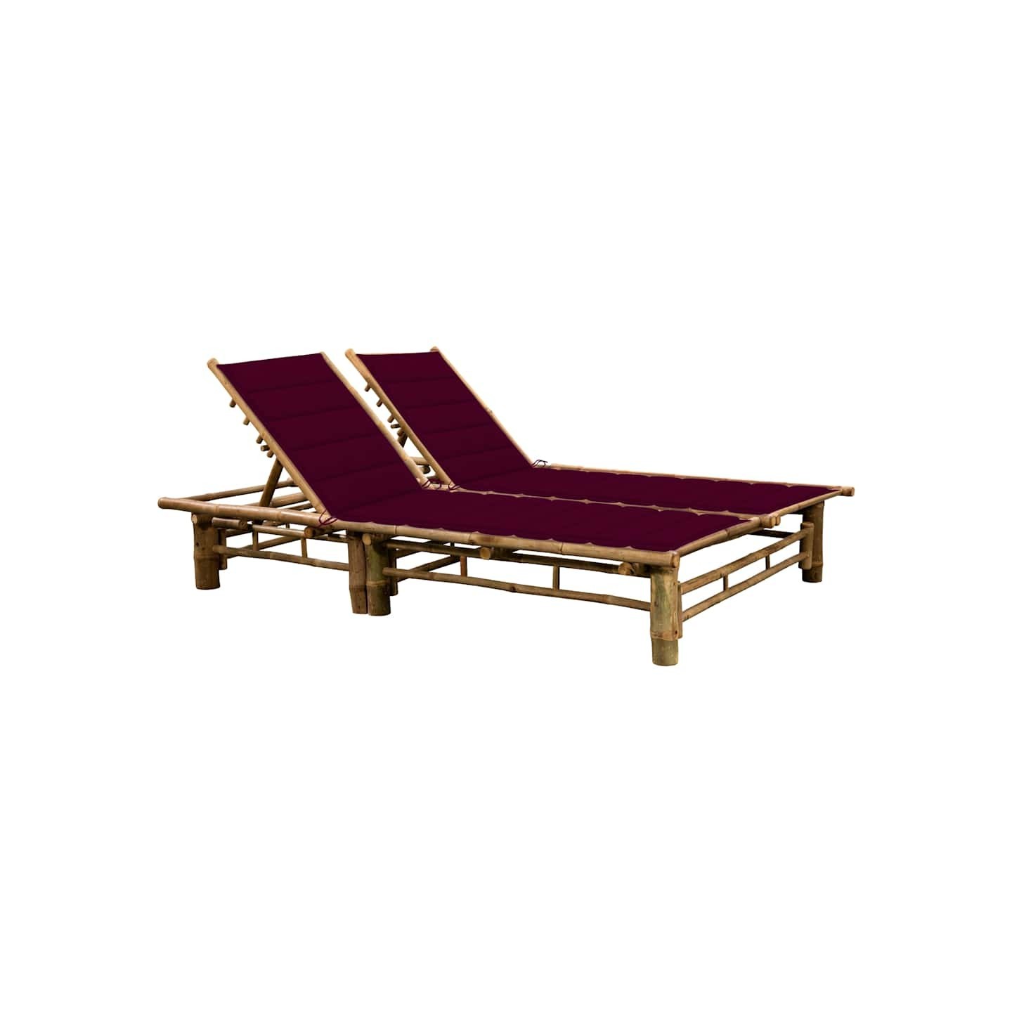 Chaise longue pour 2 personnes avec coussins Bambou