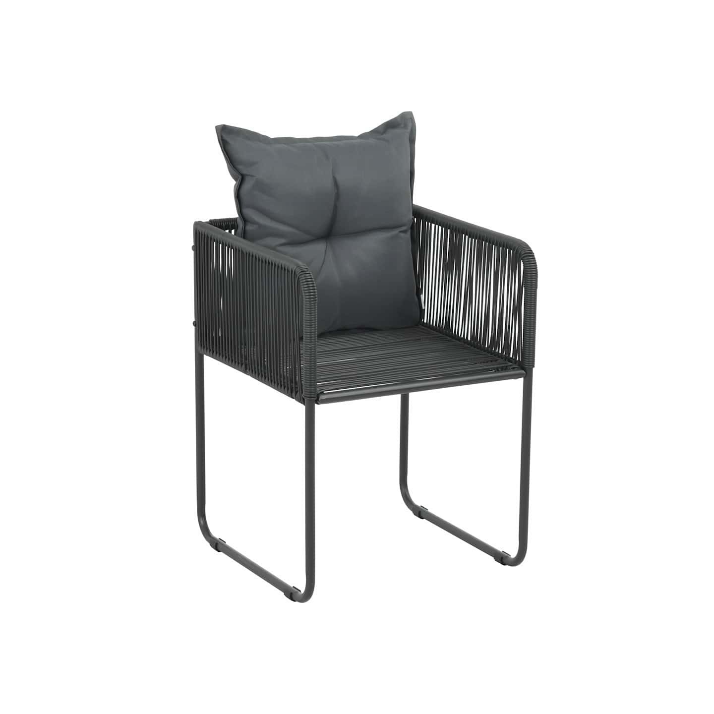 Chaises d'extérieur lot de 4 avec oreillers Résine tressée Noir