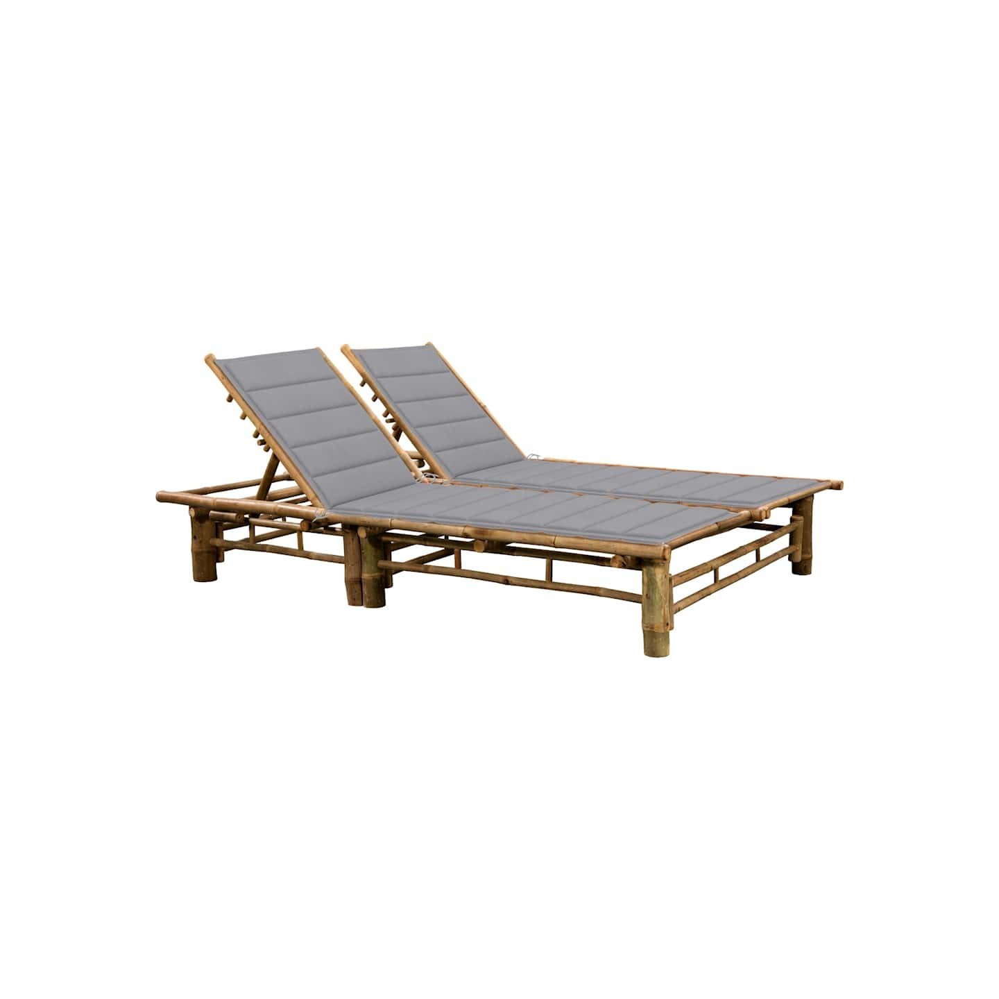 Chaise longue pour 2 personnes avec coussins Bambou