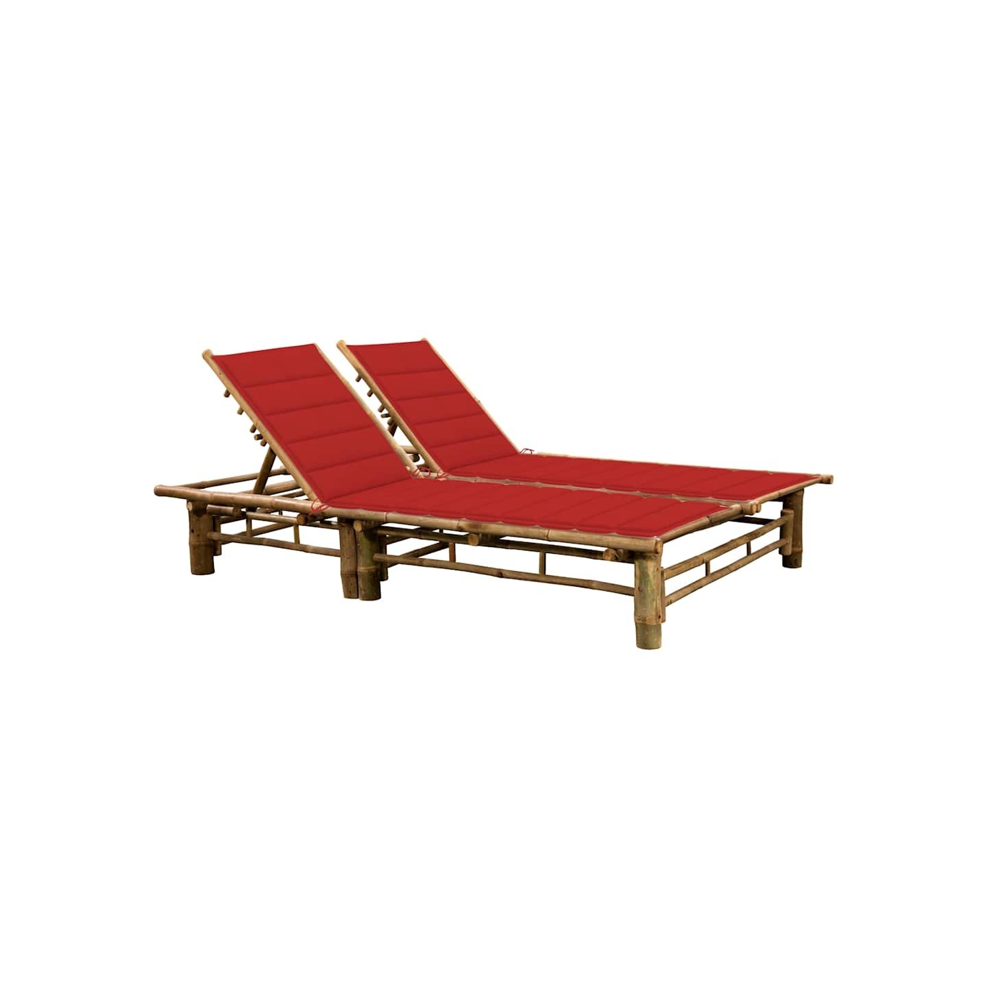 Chaise longue pour 2 personnes avec coussins Bambou