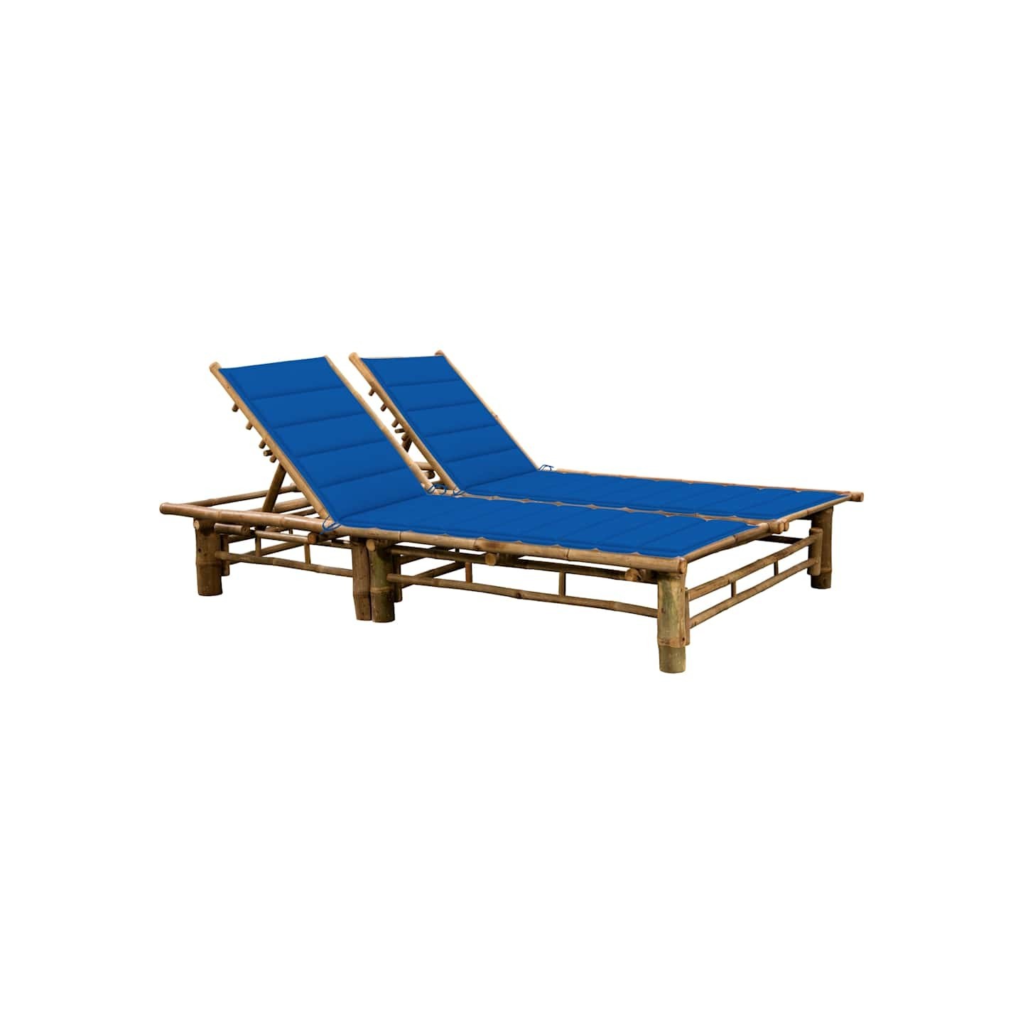 Chaise longue pour 2 personnes avec coussins Bambou