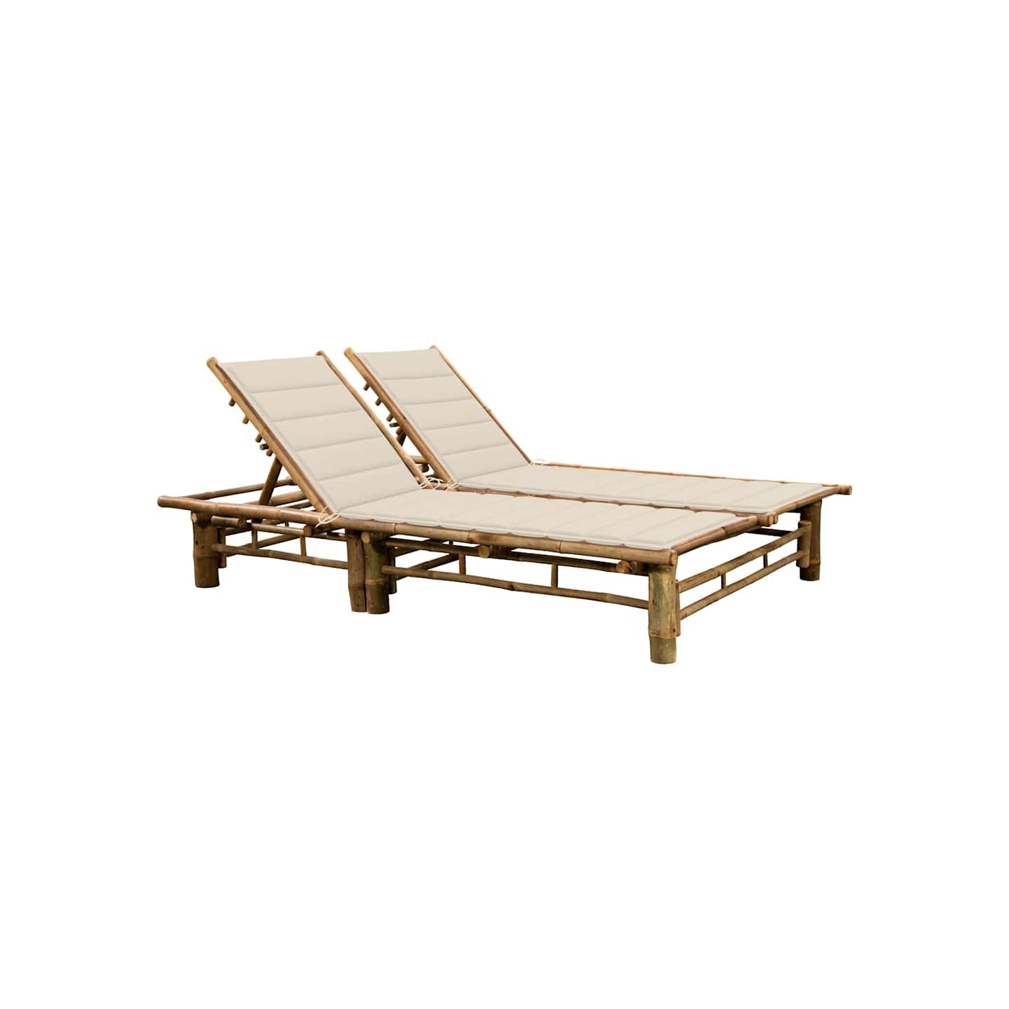 Chaise longue pour 2 personnes avec coussins Bambou