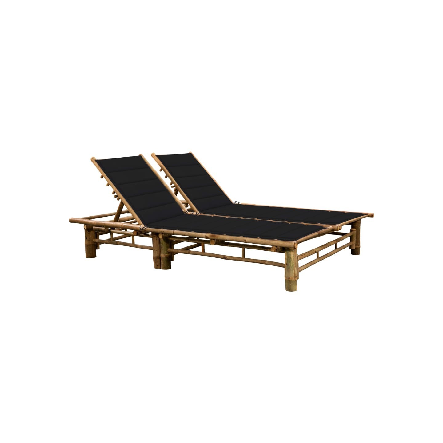 Chaise longue pour 2 personnes avec coussins Bambou