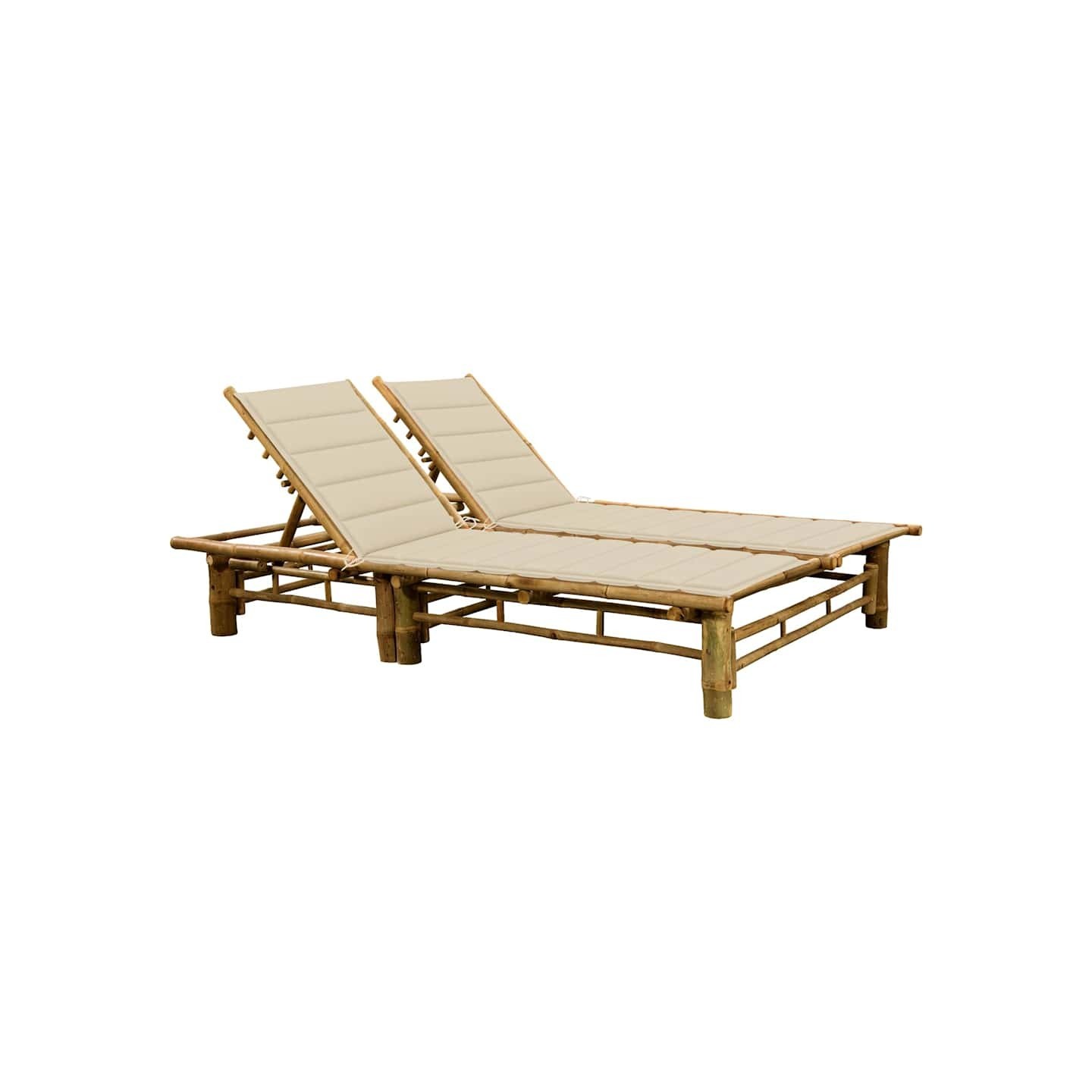 Chaise longue pour 2 personnes avec coussins Bambou