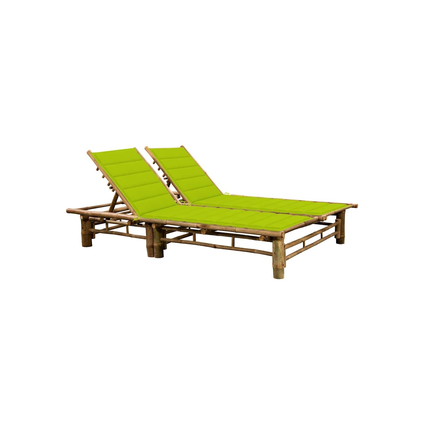 Chaise longue pour 2 personnes avec coussins Bambou