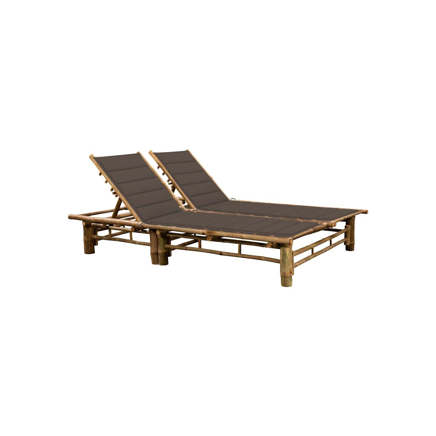 Chaise longue pour 2 personnes avec coussins Bambou