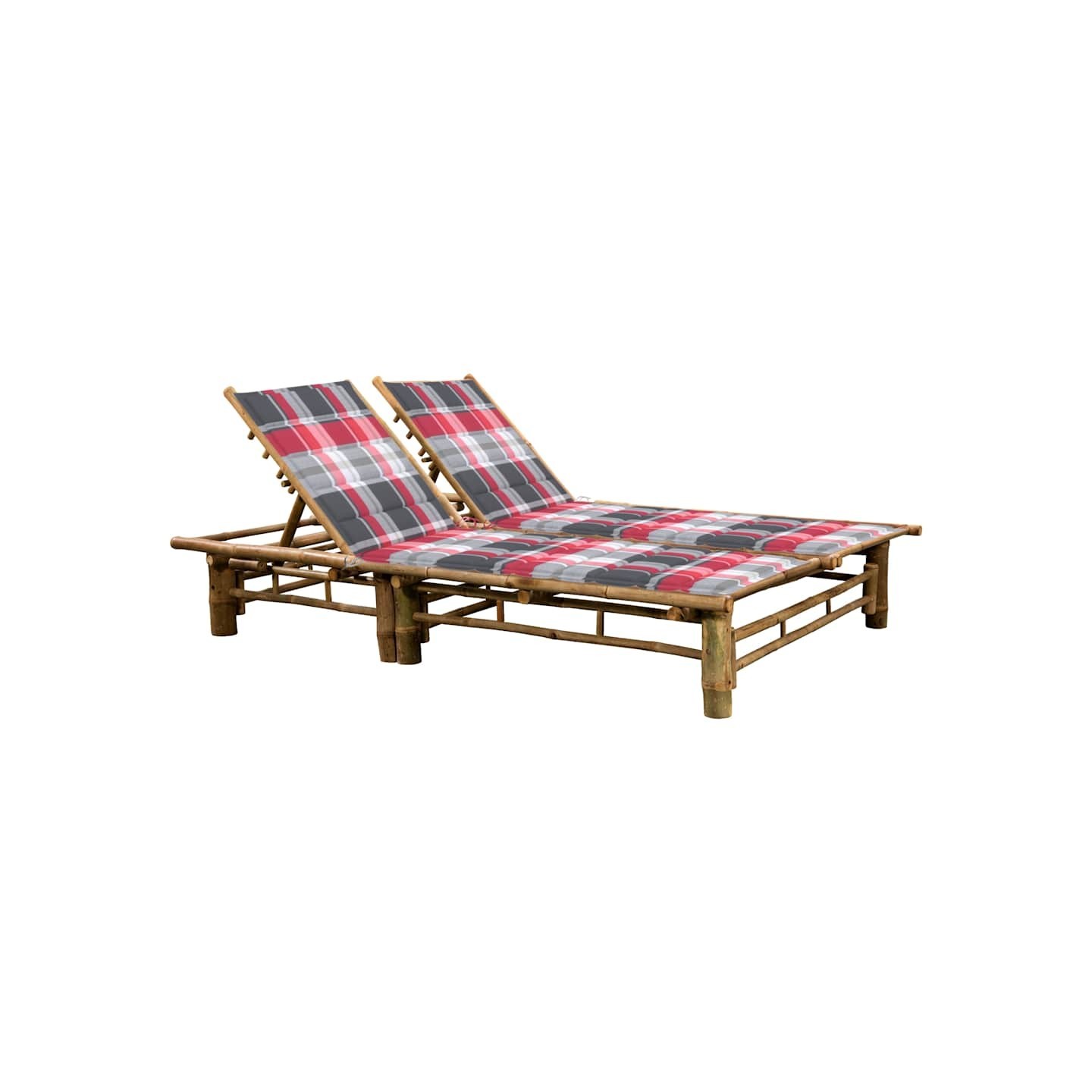 Chaise longue pour 2 personnes avec coussins Bambou