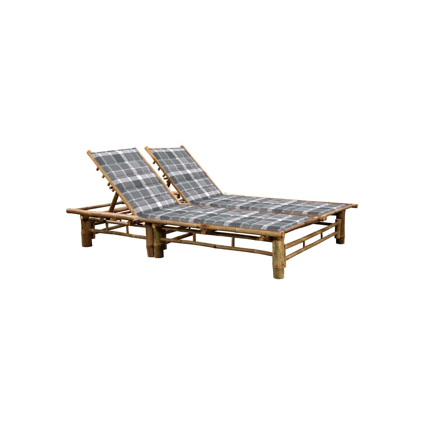 Chaise longue pour 2 personnes avec coussins Bambou