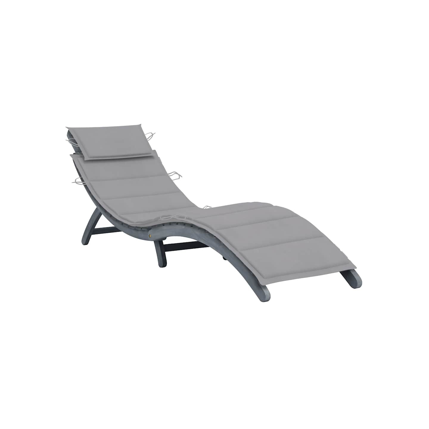 Chaise longue avec coussin Gris Bois d'acacia solide