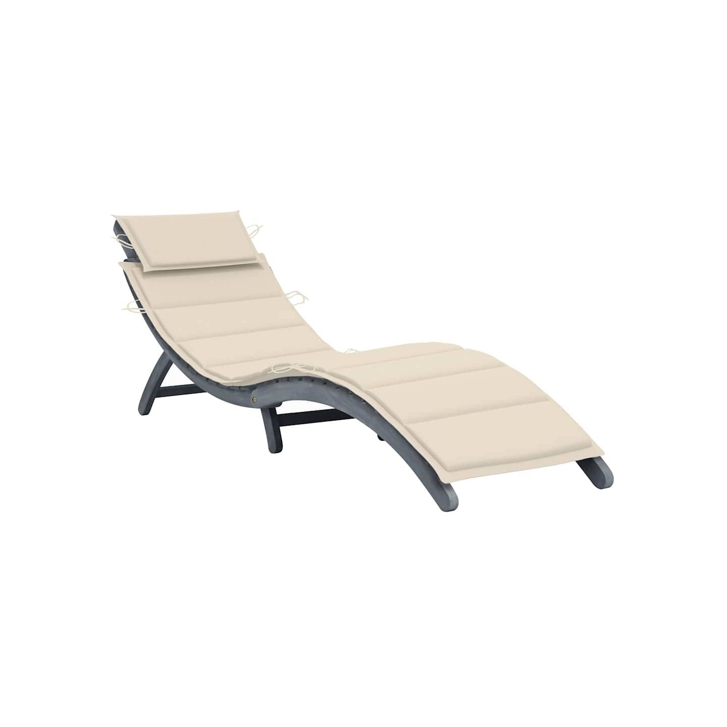 Chaise longue avec coussin Gris Bois d'acacia solide