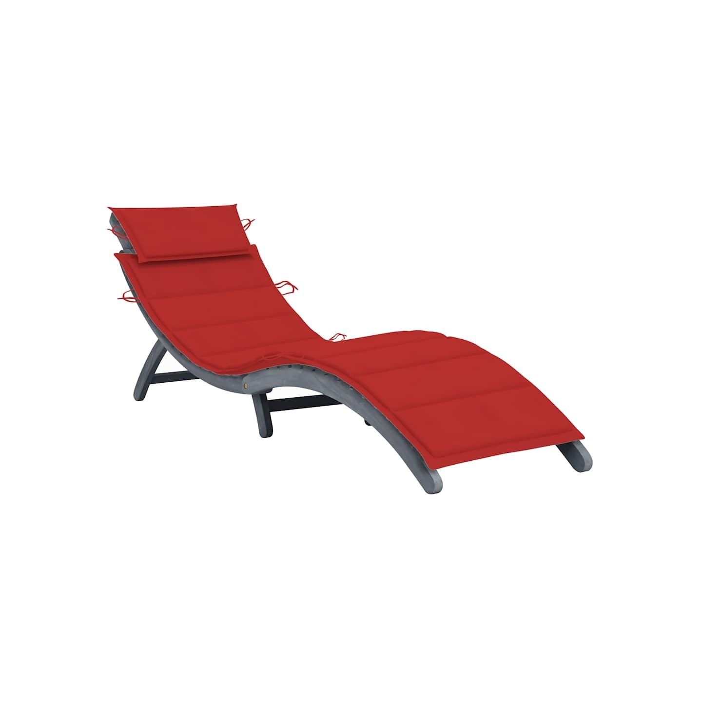 Chaise longue avec coussin Gris Bois d'acacia solide