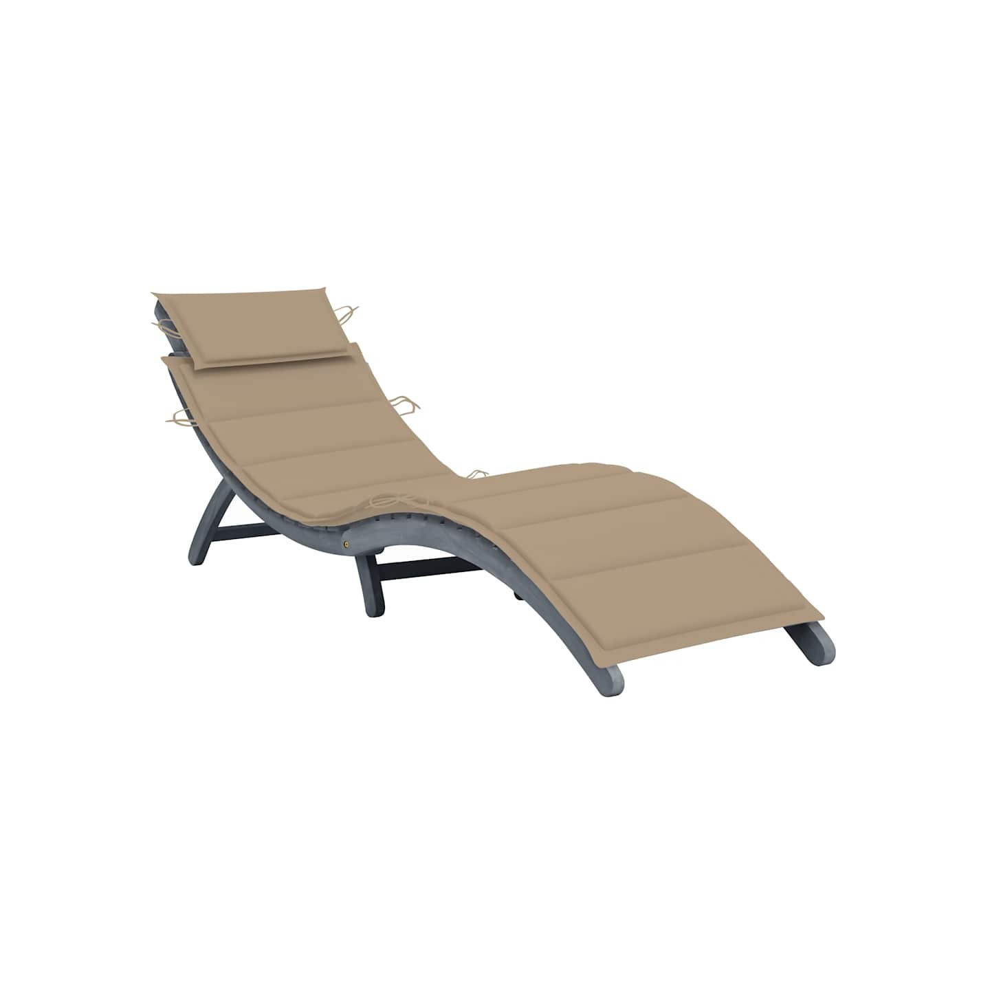 Chaise longue avec coussin Gris Bois d'acacia solide