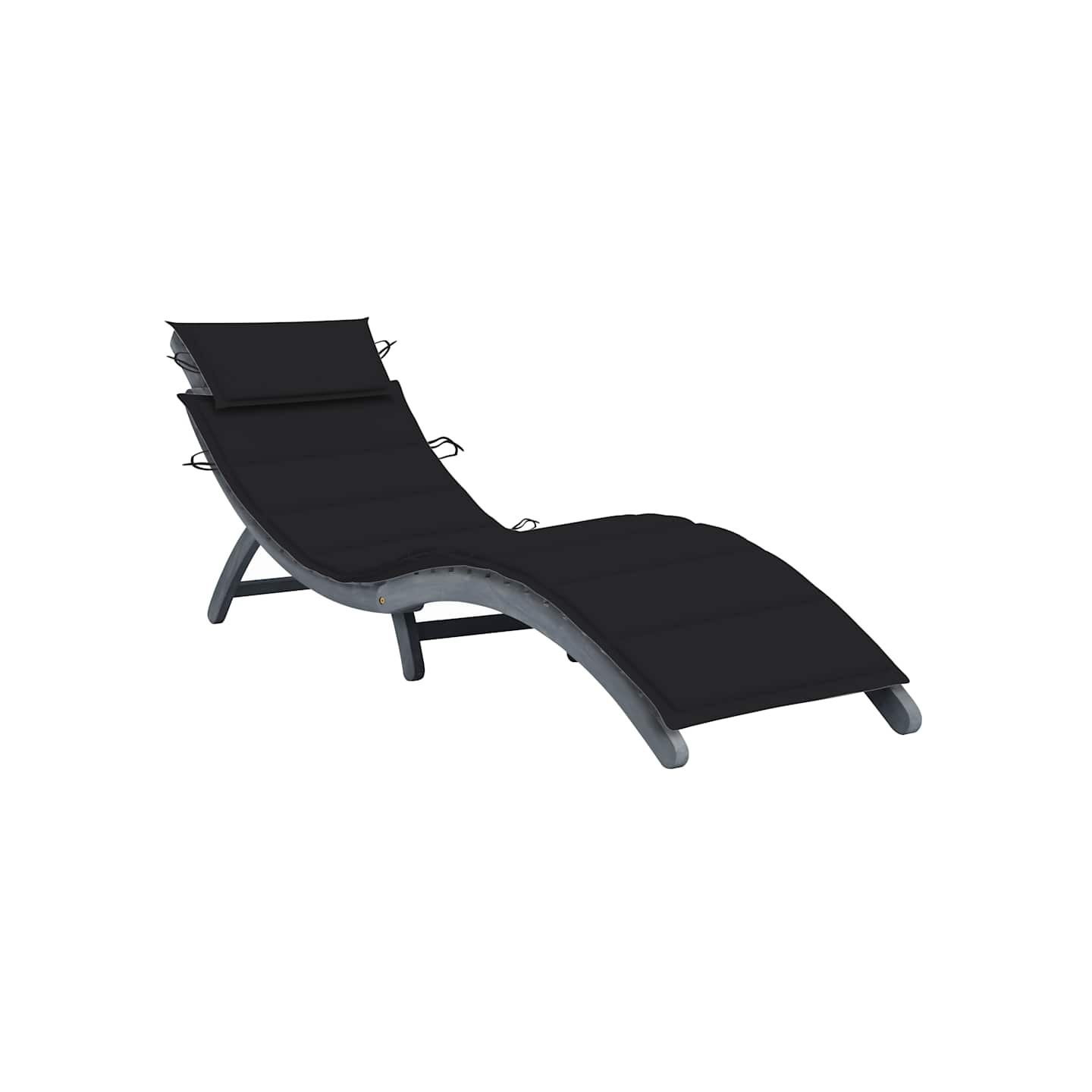Chaise longue avec coussin Gris Bois d'acacia solide