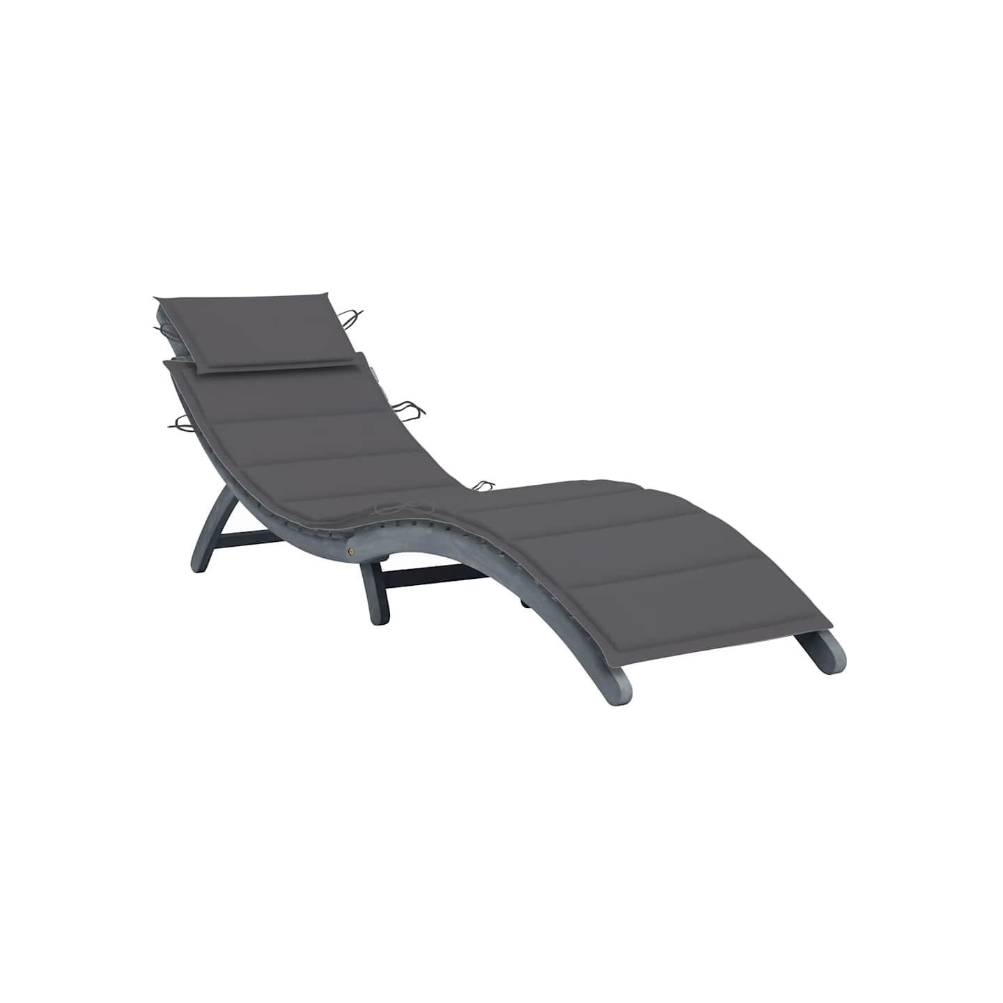 Chaise longue avec coussin Gris Bois d'acacia solide