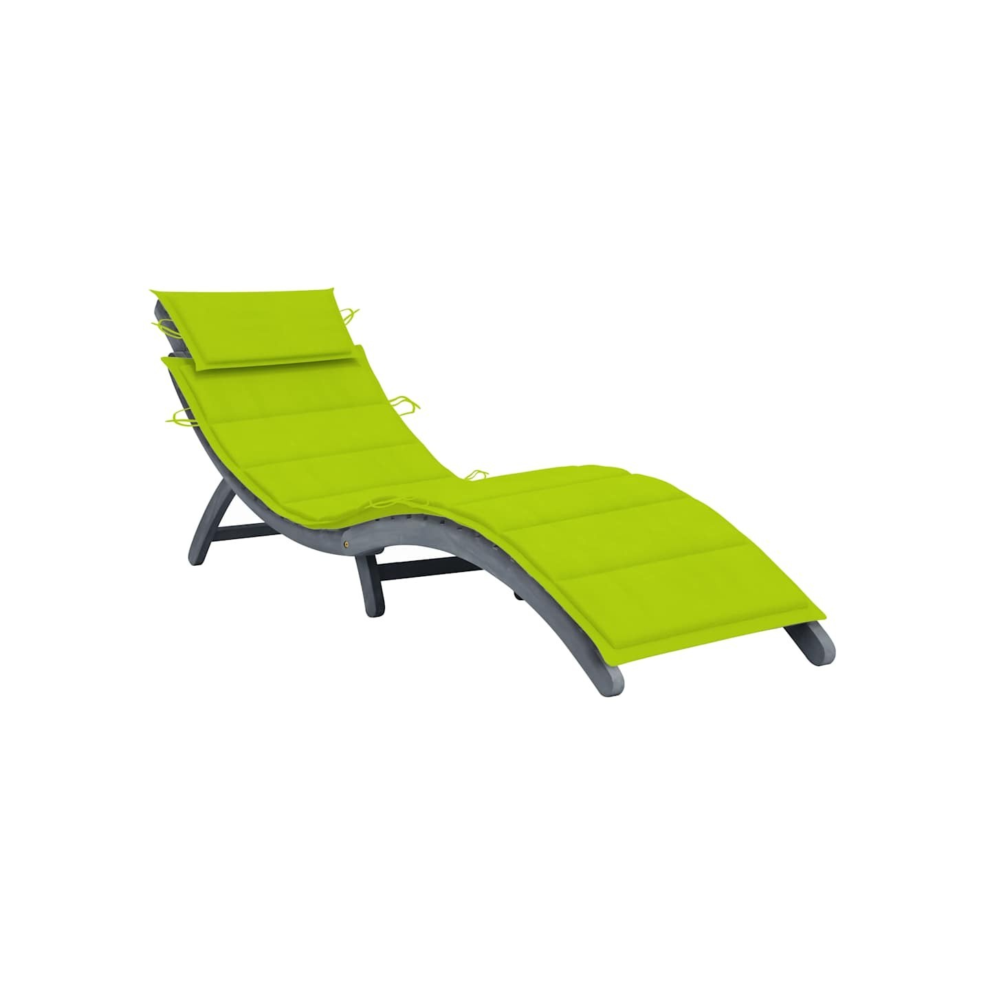 Chaise longue avec coussin Gris Bois d'acacia solide