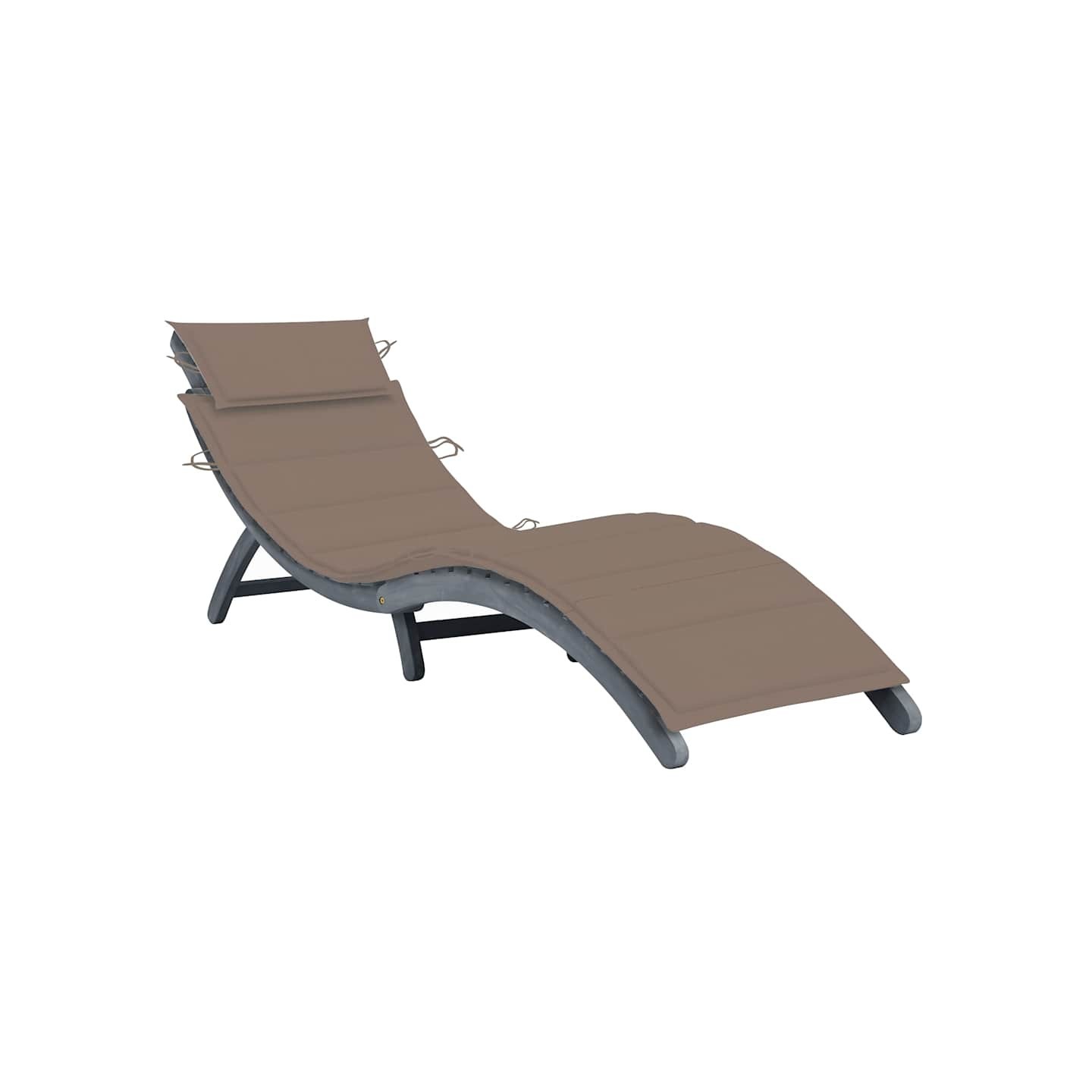Chaise longue avec coussin Gris Bois d'acacia solide