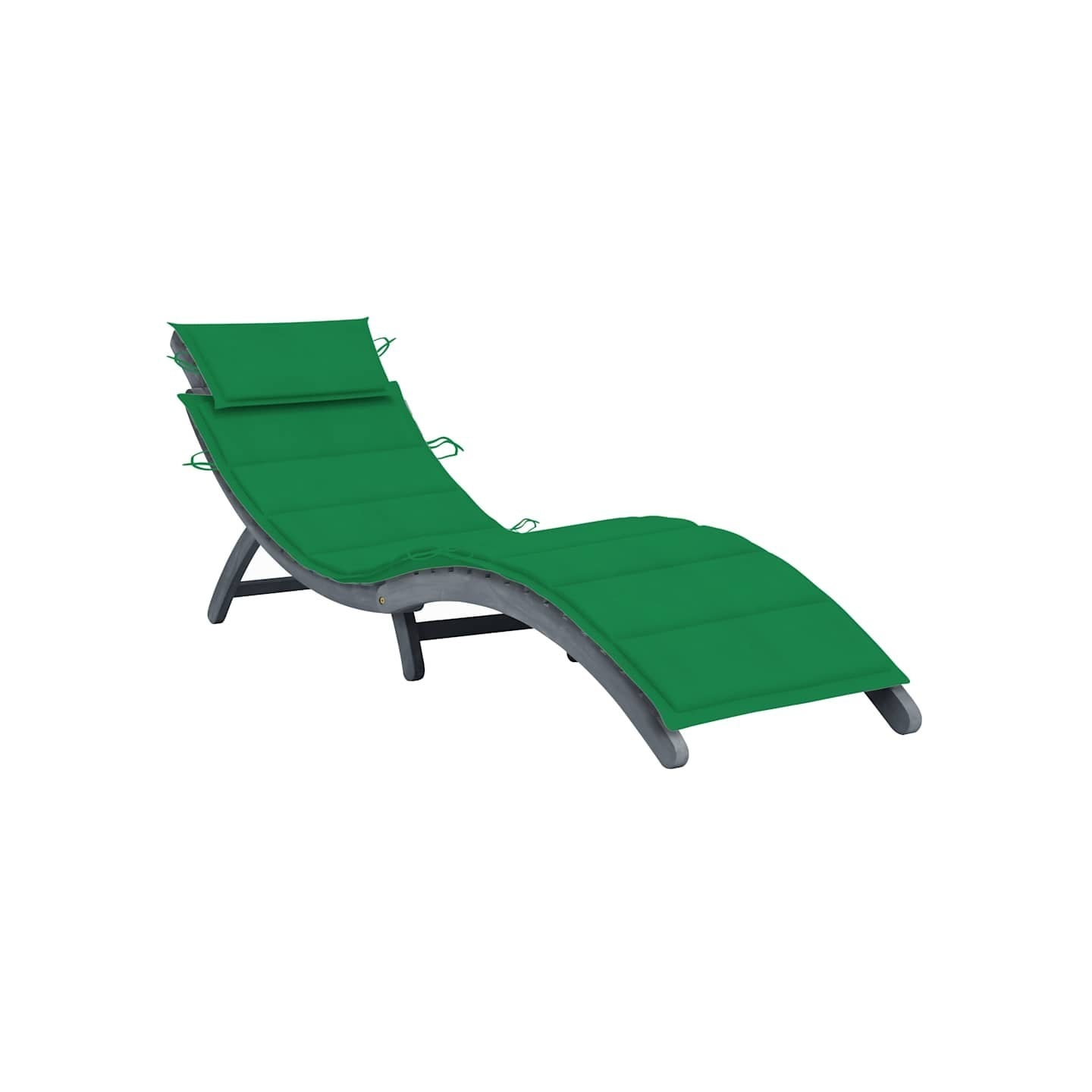 Chaise longue avec coussin Gris Bois d'acacia solide
