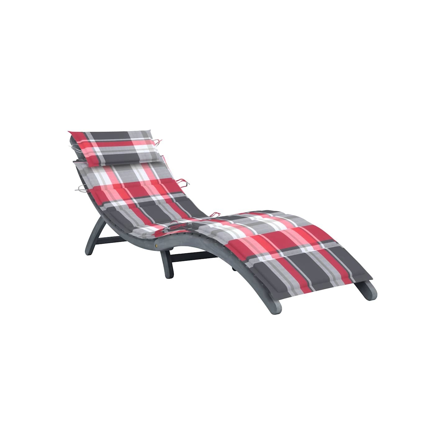 Chaise longue avec coussin Gris Bois d'acacia solide
