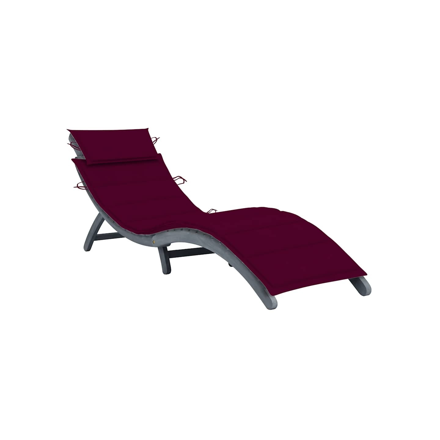 Chaise longue avec coussin Gris Bois d'acacia solide