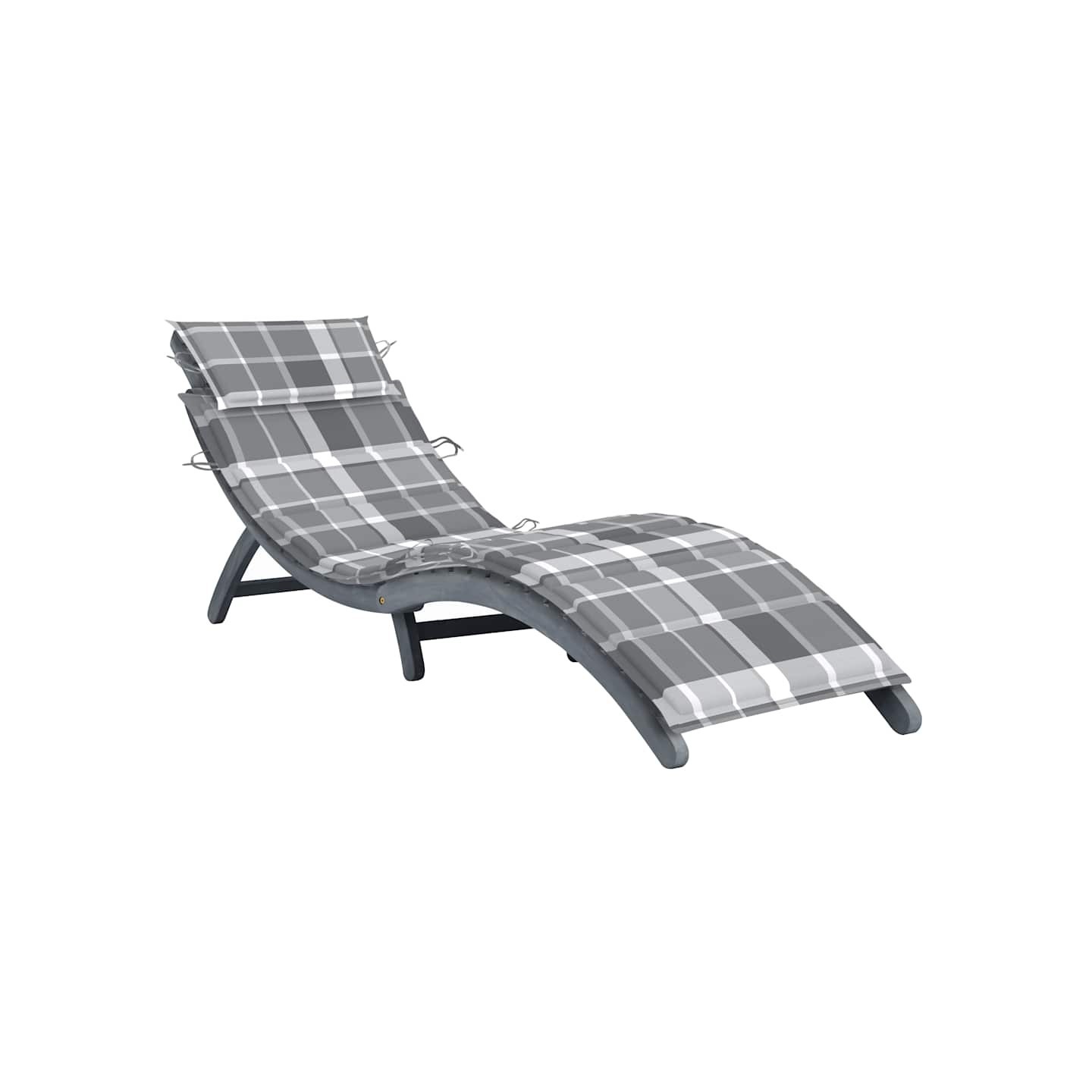 Chaise longue avec coussin Gris Bois d'acacia solide