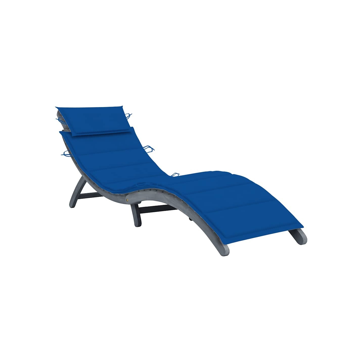 Chaise longue avec coussin Gris Bois d'acacia solide