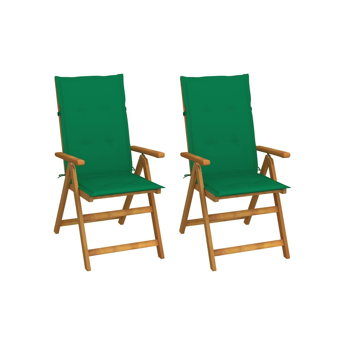Fauteuils pliants inclinables (lot de 2) avec coussins, en bois d'acacia massif