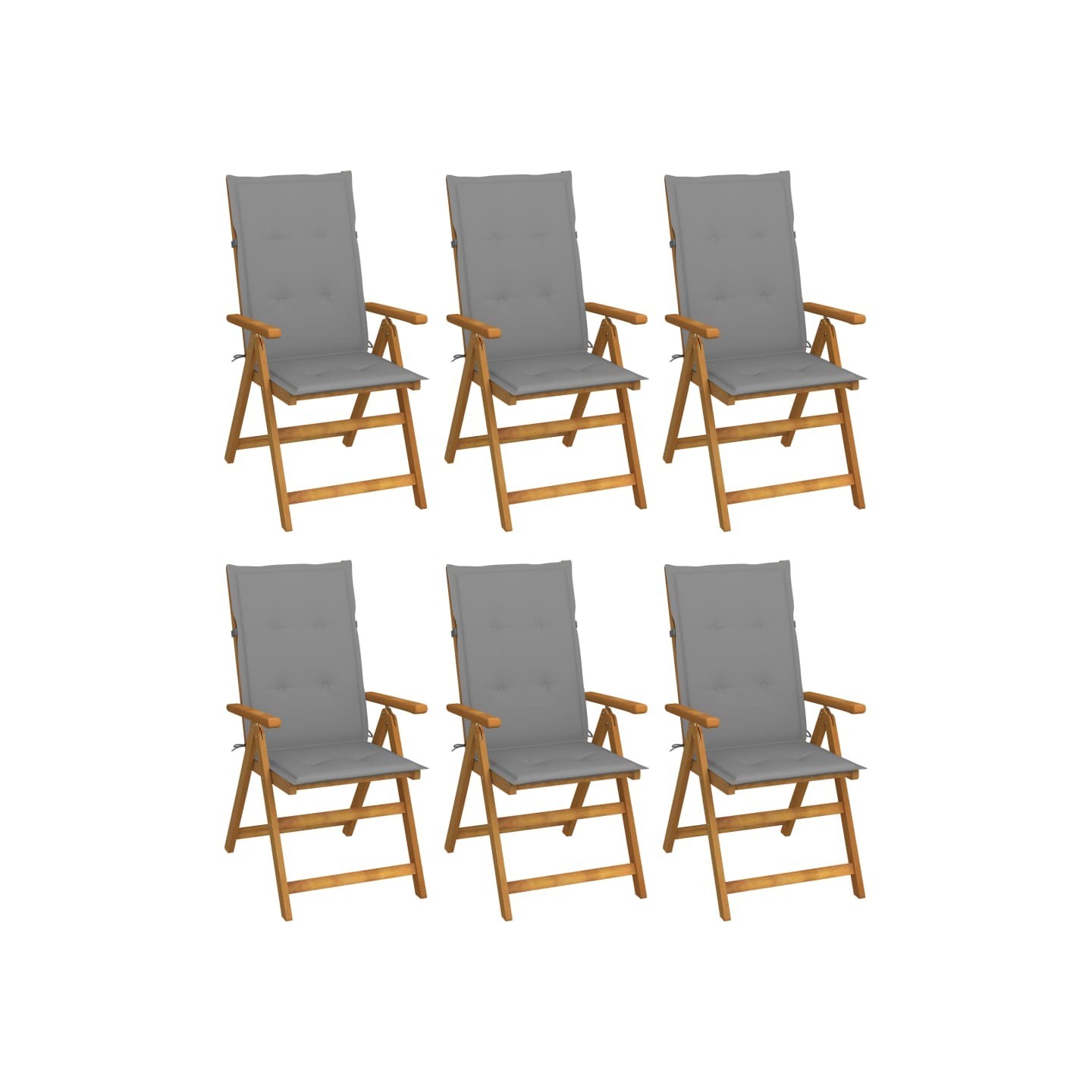 Chaises pliantes 6 pièces avec coussins en bois d'acacia massif