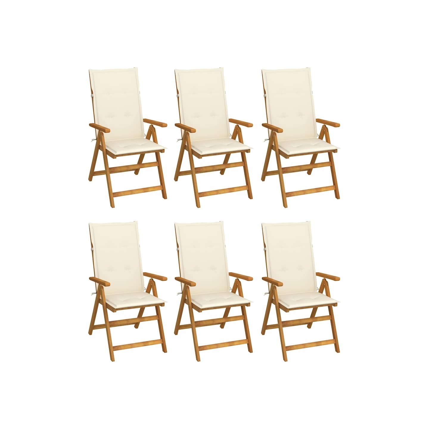 Chaises pliantes 6 pièces avec coussins en bois d'acacia massif