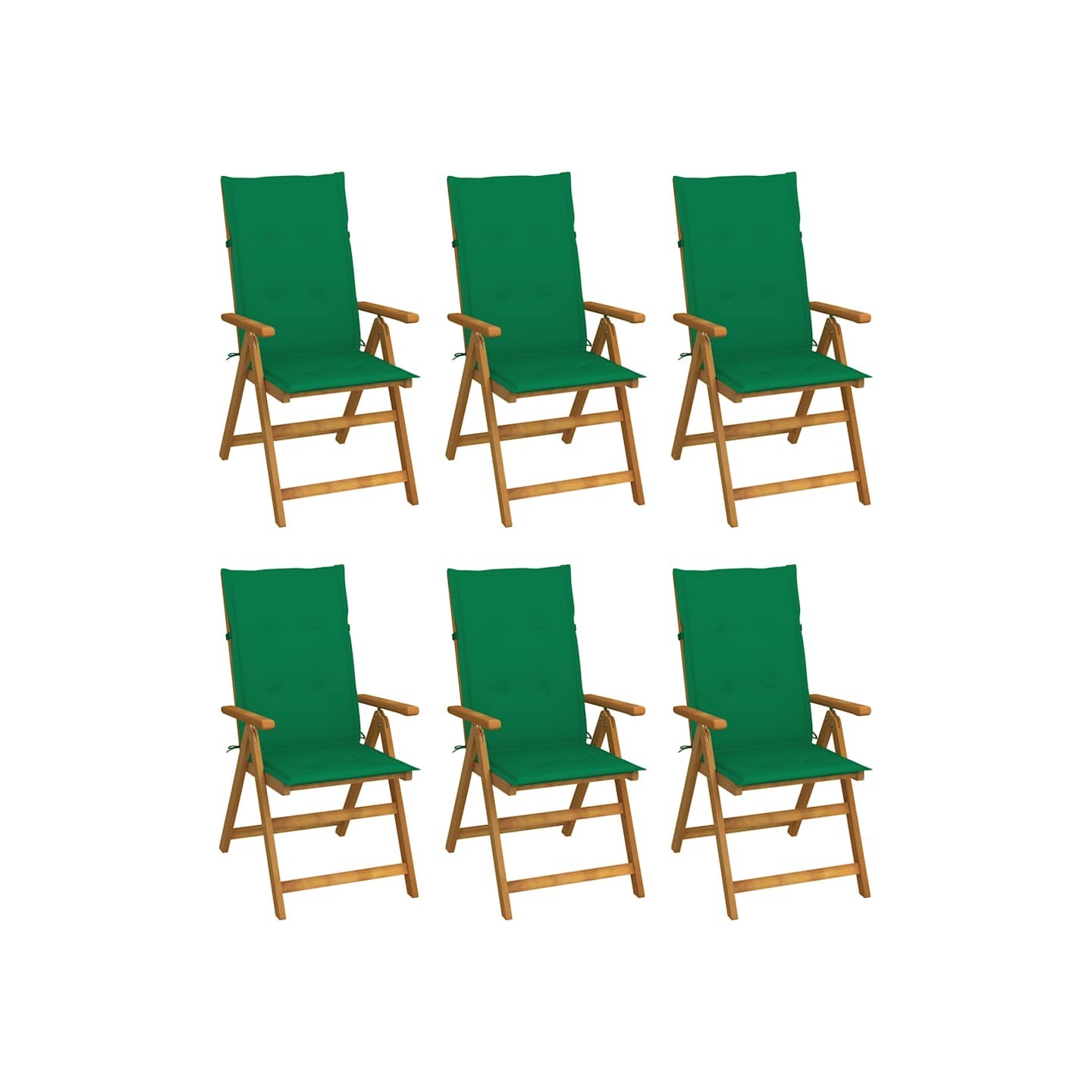 Chaises pliantes 6 pièces avec coussins en bois d'acacia massif