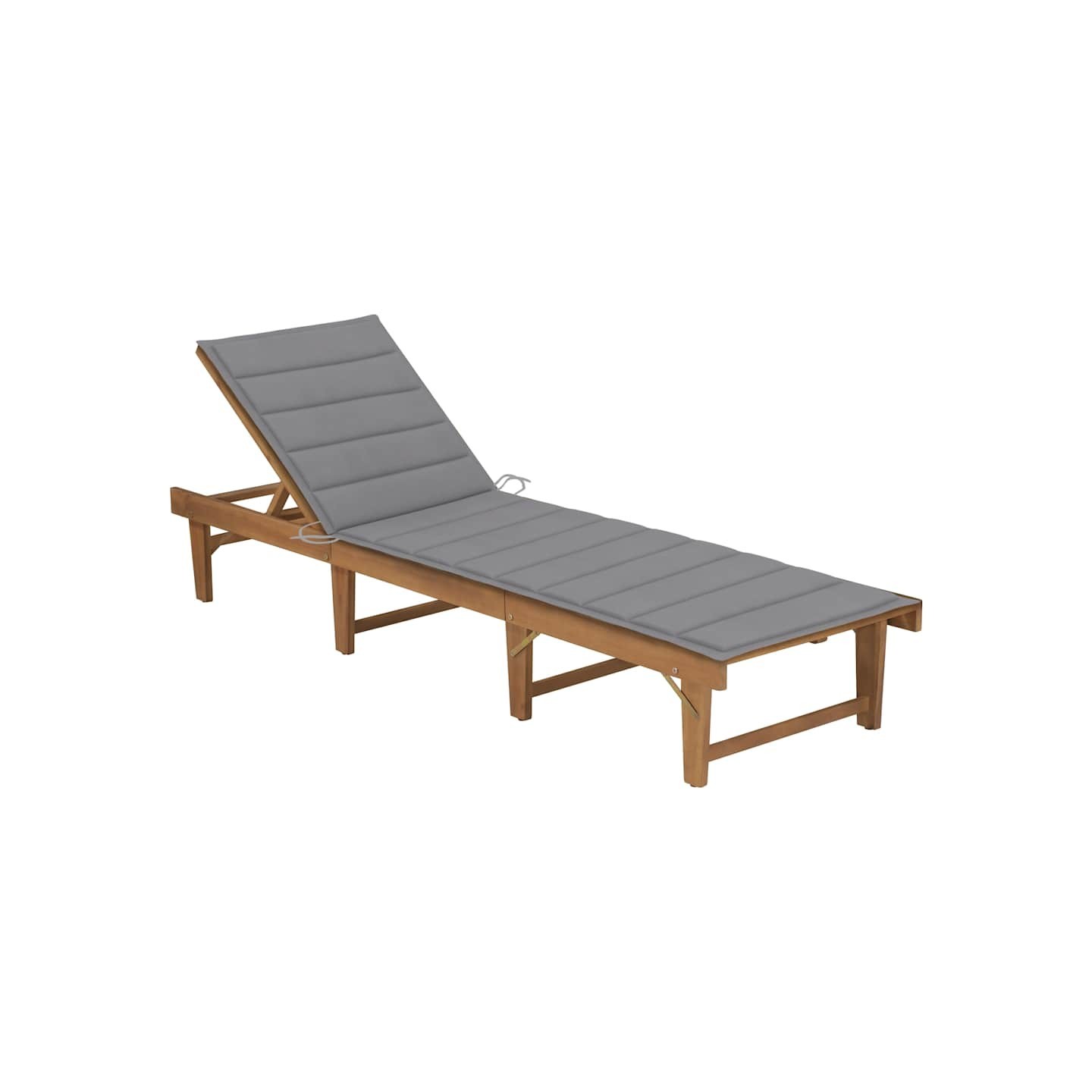 Chaise longue pliable avec coussin Bois d'acacia solide