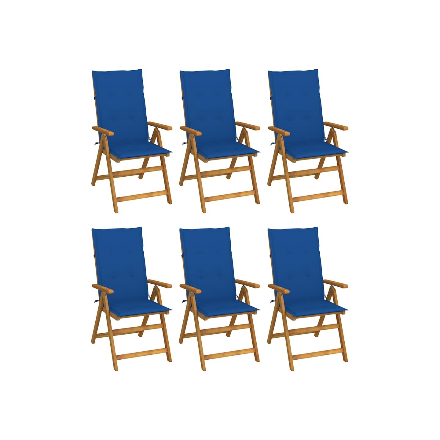 Chaises pliantes 6 pièces avec coussins en bois d'acacia massif