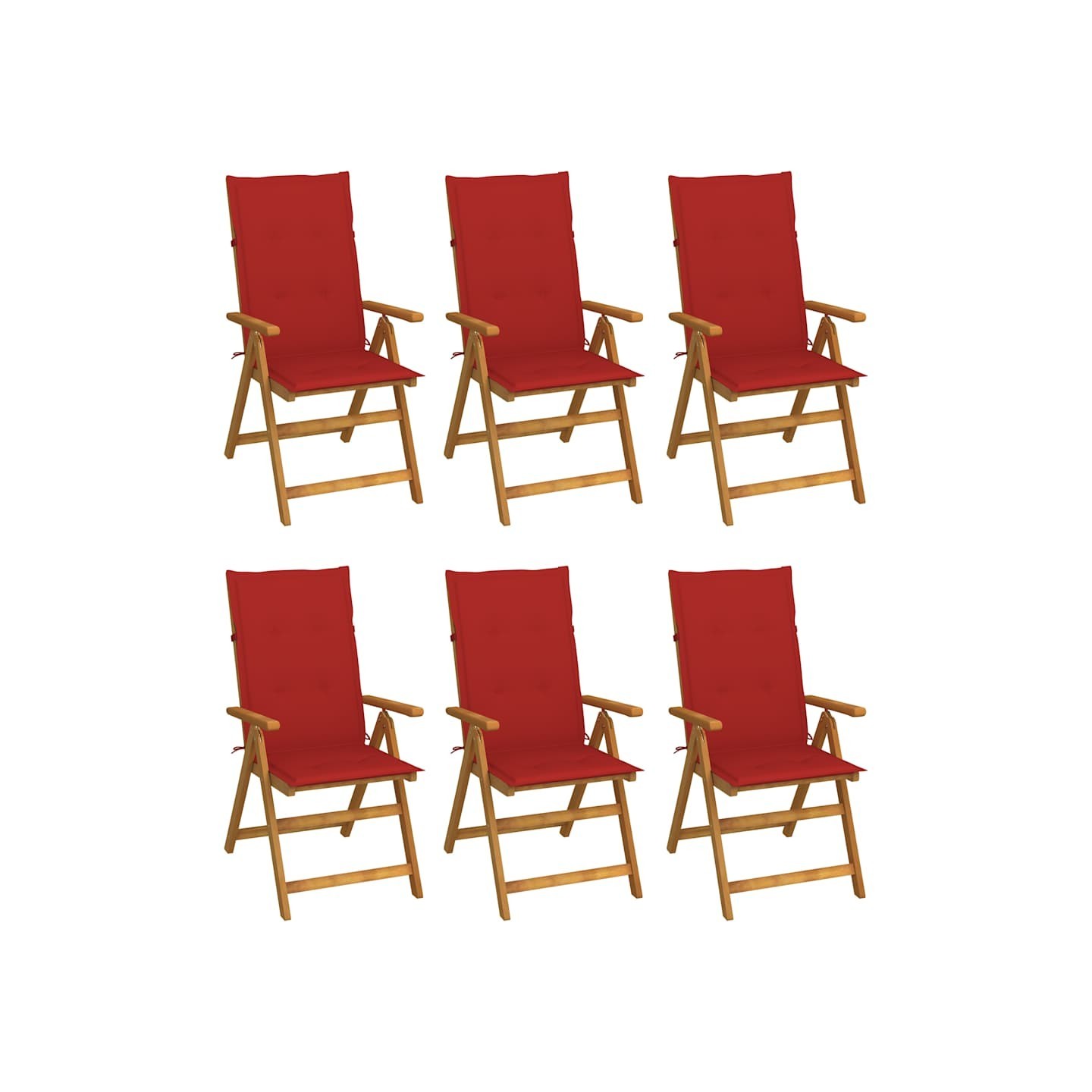 Chaises pliantes 6 pièces avec coussins en bois d'acacia massif