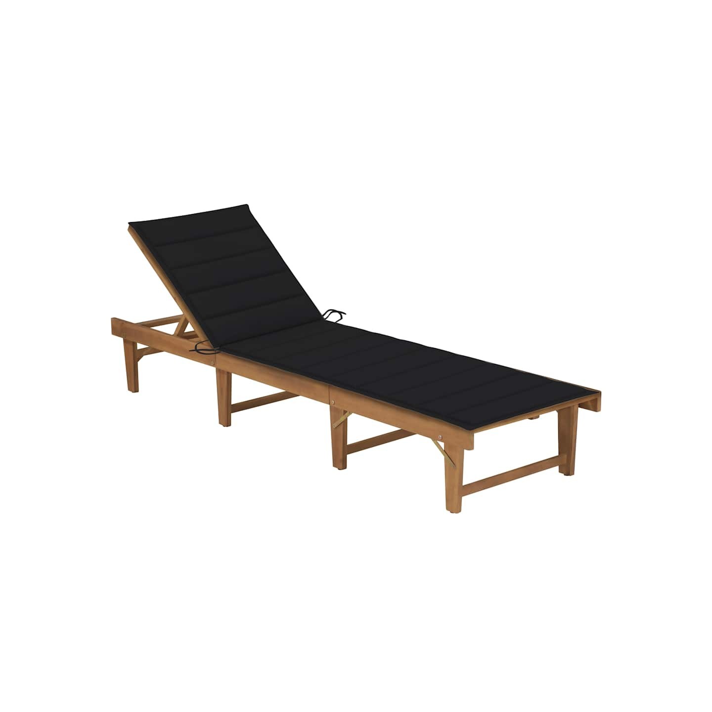 Chaise longue pliable avec coussin Bois d'acacia solide