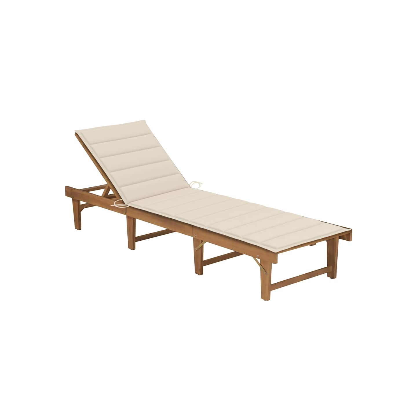 Chaise longue pliable avec coussin Bois d'acacia solide