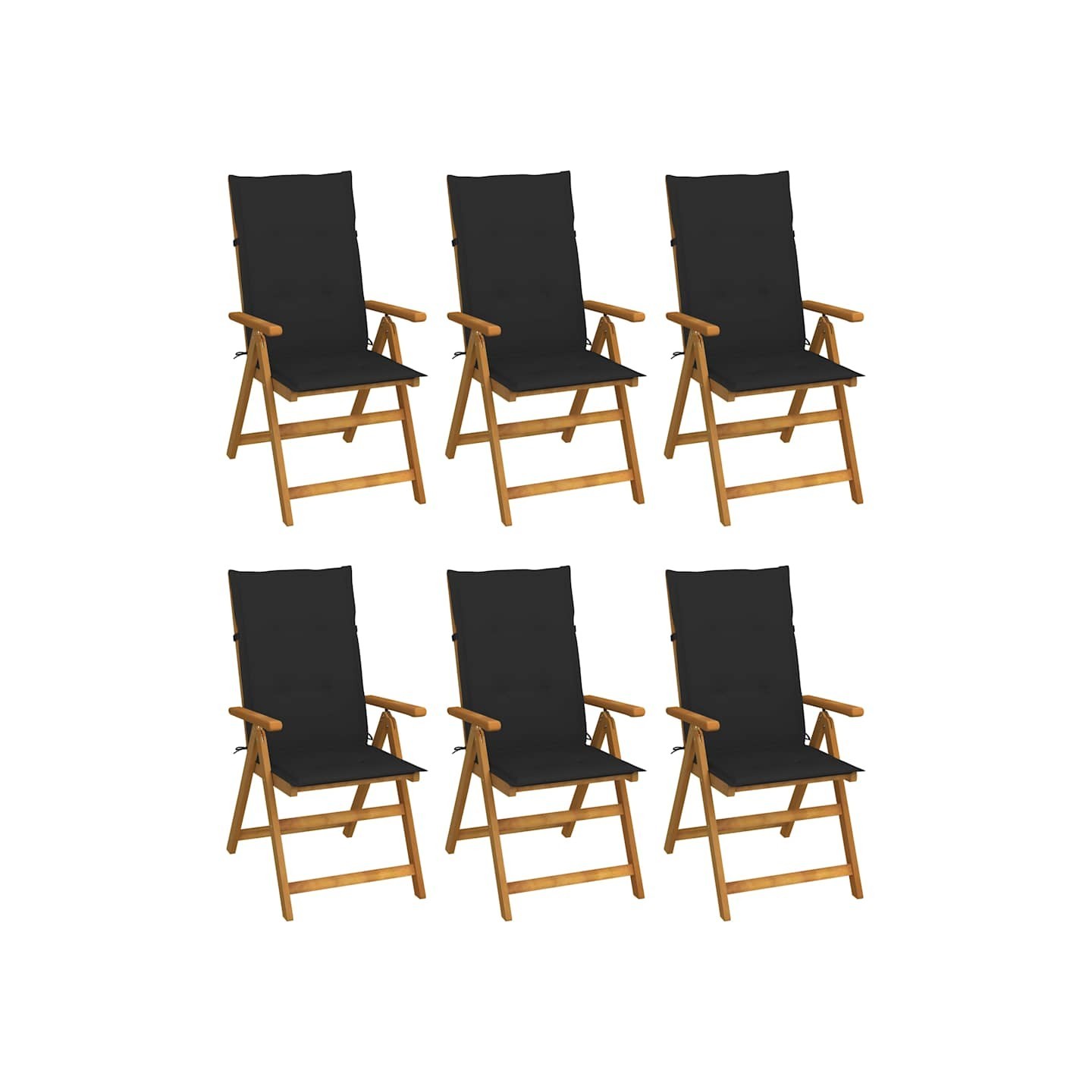 Chaises pliantes 6 pièces avec coussins en bois d'acacia massif