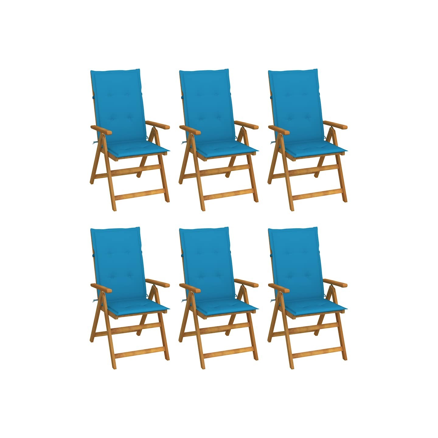 Chaises pliantes 6 pièces avec coussins en bois d'acacia massif
