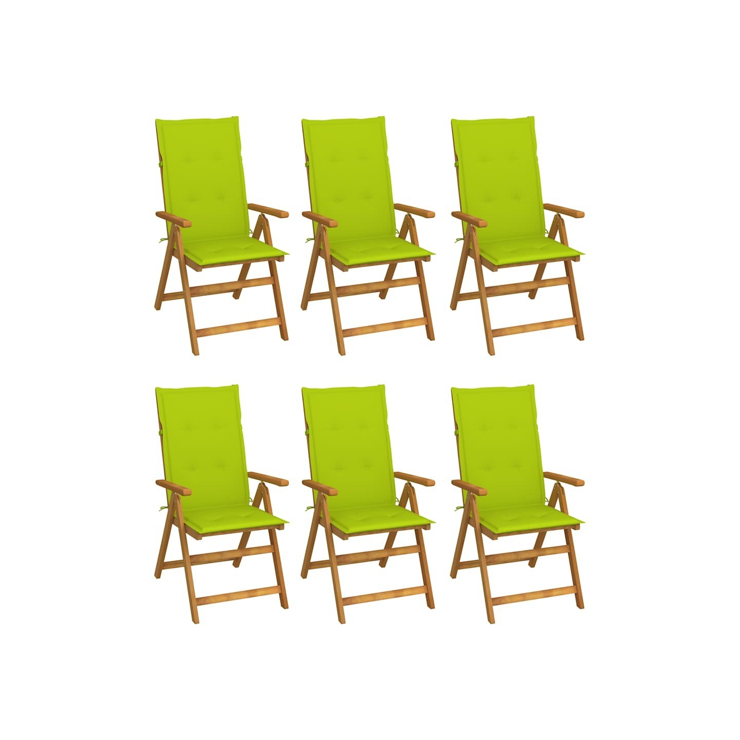 Chaises pliantes 6 pièces avec coussins en bois d'acacia massif