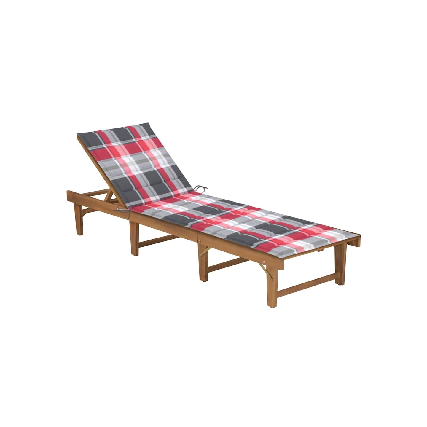 Chaise longue pliable avec coussin Bois d'acacia solide