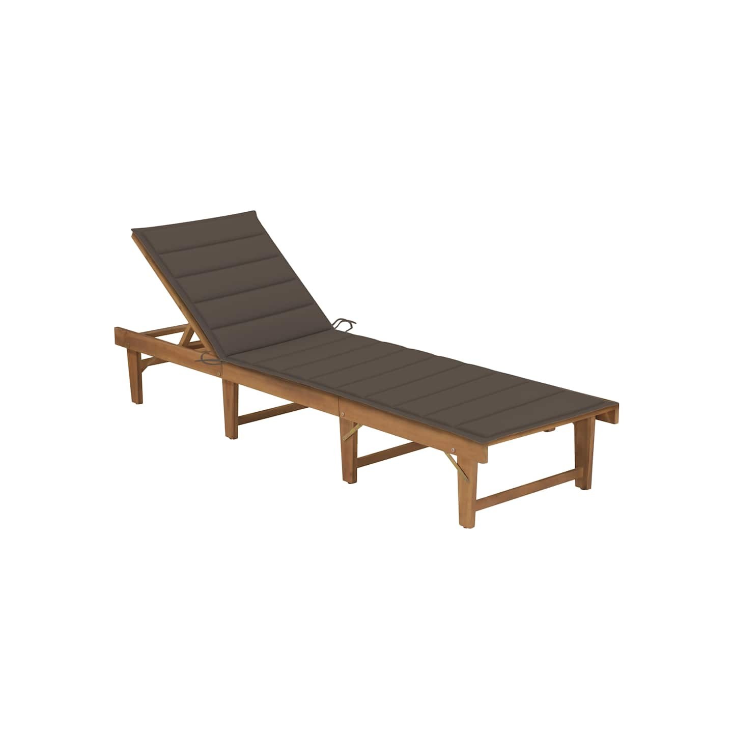 Chaise longue pliable avec coussin Bois d'acacia solide