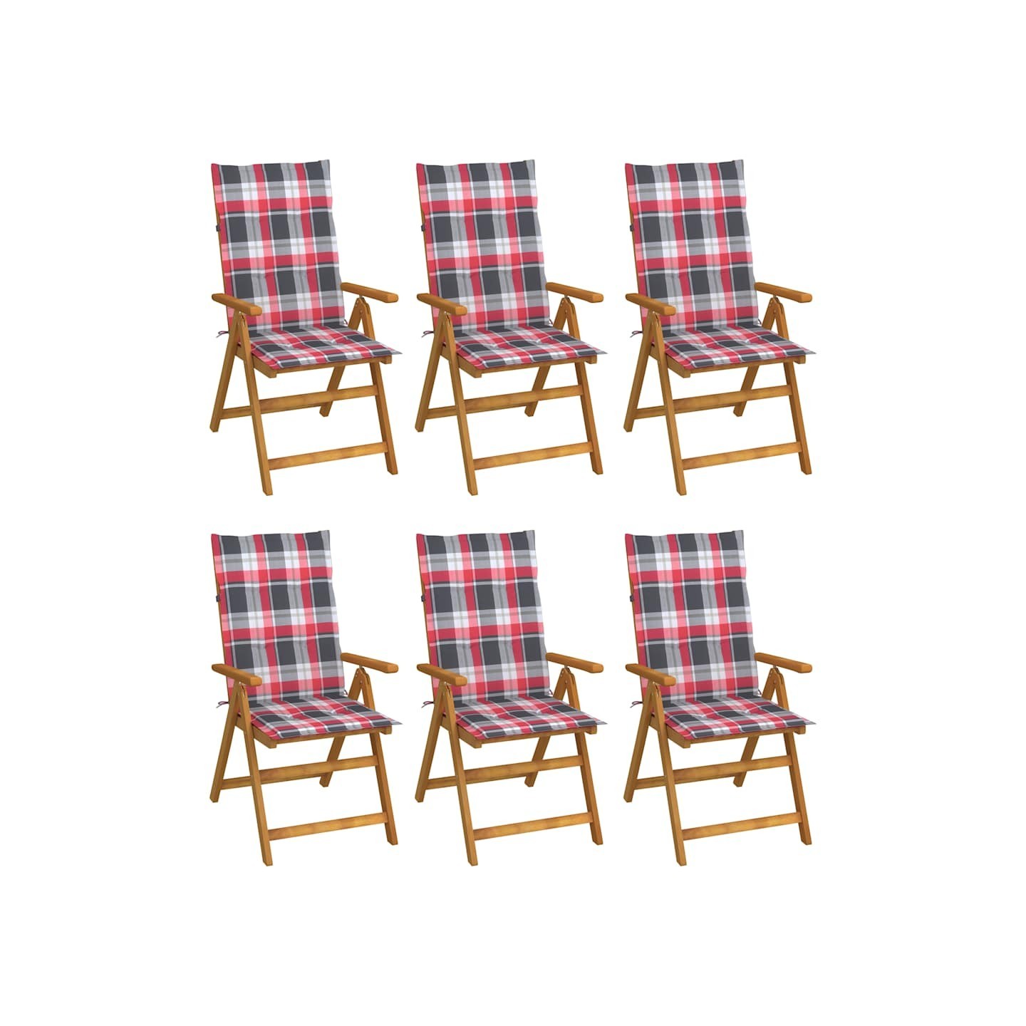 Chaises pliantes 6 pièces avec coussins en bois d'acacia massif