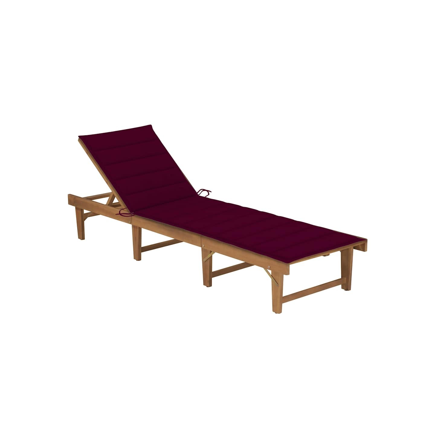 Chaise longue pliable avec coussin Bois d'acacia solide