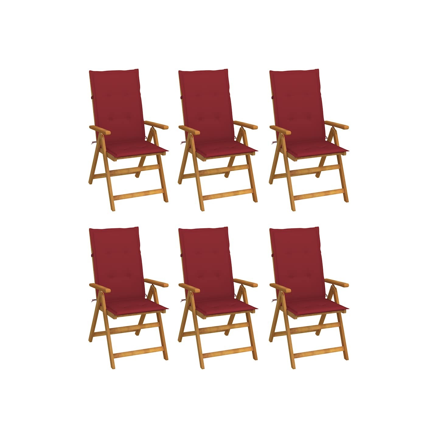 Chaises pliantes 6 pièces avec coussins en bois d'acacia massif